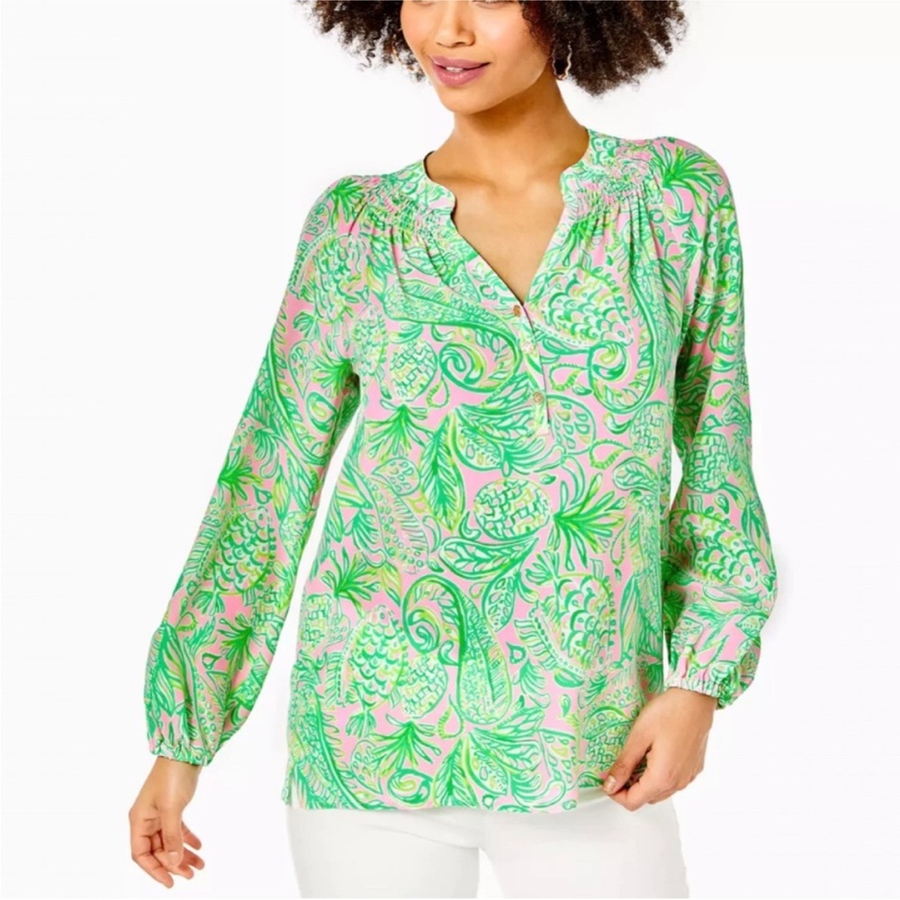 Lilly Pulitzer Elsa top in Mandevilla baby Fins and Flippers
